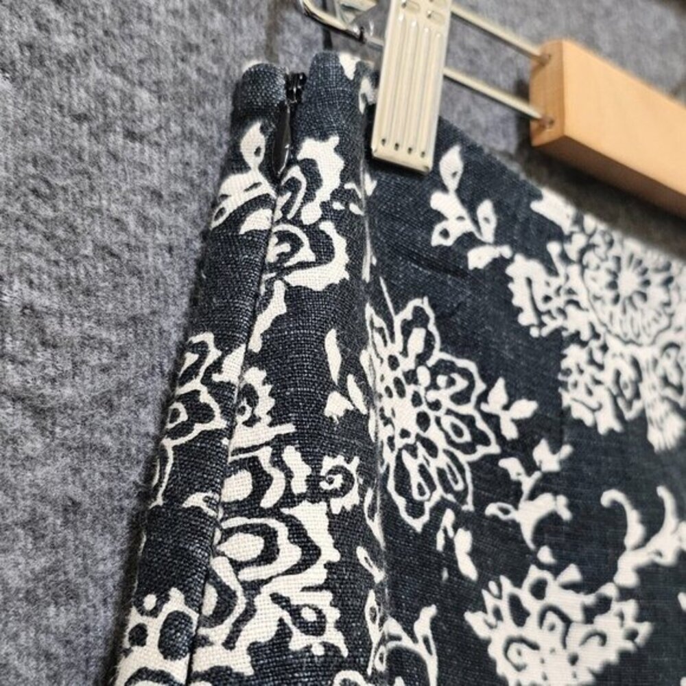 Gap Maxi Skirt Womens Size 0 100%‎ Linen Black White Floral Flare Flowy Side Zip - Picture 10 of 16